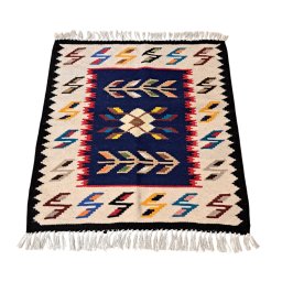 Carpeta mare tesuta la razboi - 60 x 63 cm - centru albastru