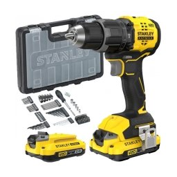 Stanley - SFMCD716D2A - Masina de gaurit si insurubat cu percutie cu 2 acumulatori, Li-Ion, 18 V, 2 Ah, 65 Nm, motor fara perii, led iluminare, valiza plastic, accesorii