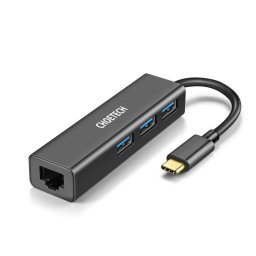 Choetech multifunctional HUB 4in1 USB Type C 3x USB 3.0 / Ethernet RJ-45 gray (HUB-U02BK)