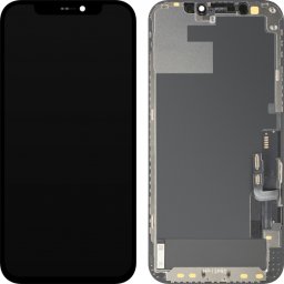 Display cu Touchscreen MP compatibil cu Apple iPhone 12 / 12 Pro, cu Rama, Versiune OLED FHD IC Movable, Negru