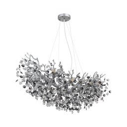 Globo 64138H3S - Candelabru suspendat pe cablu QUEENA 10xE14/40W/230V argintiu