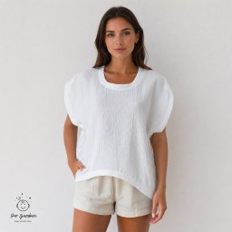 Bluză de Damă din Muselină, Culoare Albă