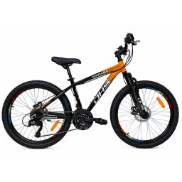 Bicicleta copii DHS Terrana 2423B 24 inch, aluminiu, negru-portocaliu