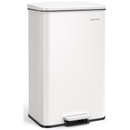 Cos de gunoi SONGMICS din otel cu pedala, soft-close, 40L, alb