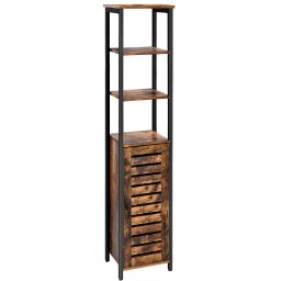 Dulap înalt VASAGLE cu 5 rafturi si usa, stil industrial, maro rustic