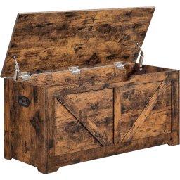 Banca tip cufar VASAGLE cu depozitare, stil hambar, 100 cm, maro rustic