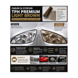 Folie protectie faruri si stopuri TPH Premium Light Brown 60x60 cm, regenerabila