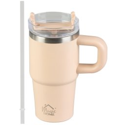 Termos MagicHome pentru cafea si ceai, 550 ml, cu pai, inox