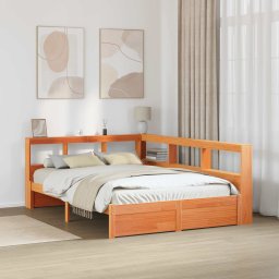 Pat biblioteca cu headboard 2 pcs Maroniu cerat 200 x 140 cm GartenMobel Dekor