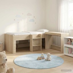 Cadru de Pat Inalt pentru Copii cu Birou 2 buc. Stejar Sonoma GartenMobel Dekor