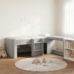 Cadru de Pat Inalt pentru Copii cu Birou 2 buc. Sonoma gri GartenMobel Dekor