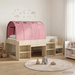 Pat cu Tunel cu raft 3 buc. Sonoma si Roz Lemn prelucrat GartenMobel Dekor