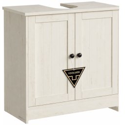 Masca baie pentru chiuveta Songmics cu raft reglabil, 60x30x61 cm, alb rustic