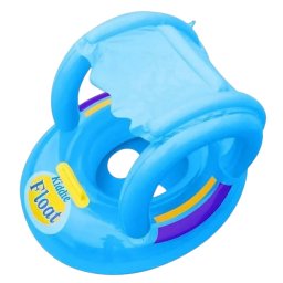 Colac gonflabil bebelusi cu parasolar Kiddie Float, sustinere tip chilotel, 12-36 luni, bleu