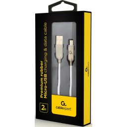 Gembird Premium rubber Micro-USB charging and data cable, 2m, black