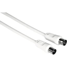 Antena wireless Prelungitor cablu coaxial Hama 3m 75dB alb, incl. mufe TV (mamă/tată)