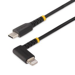 Cablu USB-C durabil la Lightning de 1 m (3ft) - Cablu de încărcare/sincronizare USB Type-C la Lightning din fibră de aramidă rezistentă, în unghi drept - Certificat Apple MFi - Cablu Lightning robust pentru iPhone