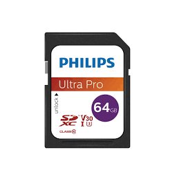 Card memorie SDXC Philips 64 GB, UHS-I, U3, V30, A1, Class 10, Citire 100 MB/s / Scriere 80 MB/s