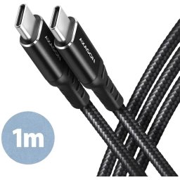 Cablu de date BUCM-CM10AB, USB-C la USB-C 2.0, 1m, PD 60W, 3A, matisat, conector aluminiu, Negru