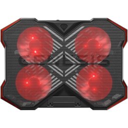Cooler Laptop OXID 260 Max. 17.3" Cooling Pad 4 Ventilatoare 130mm cu Viteza Reglabila Flux de Aer 60 CFM Unghi Ajustabil 8 Pozitii USB Suplimentar Iluminare LED Rosu Negru