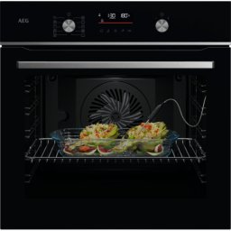 Cuptor incorporabil Electric SteamBake-gatire cu abur Autocuratare pirolitica Conectivitate WI-FI 45 programe predefinite Inchidere amortizata a usii Grill Senzor gatire Ghidaj telescopic pe 1 nivel 71 L Clasa A+ Sticla Negru