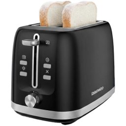 Prajitor de paine DBT280B, putere 800 W, tavita de firimituri, functie decongelare, control electronic rumenire, carcasa inox, functie reincalzire, capacitate 2 felii, negru
