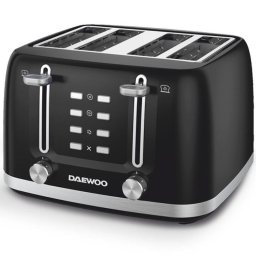 Prajitor de paine DBT4160B, putere 1600 W, capacitate 4 felii, tavita de firimituri, functii: waffles, reincalzire, decongelare, anulare, control electronic rumenire, carcasa inox, negru