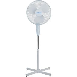 Ventilator DVS1699V, putere 50 W, 40 cm diametru, trei trepte de putere, inaltime reglabila pana la 125 cm, gril frontal de protectie, oscilare la 90 grade, baza stabila, Alb