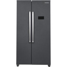 Aparate Frigorifice Combina side by side Heinner HSBS-HM442NFINVDGE++, 442 l , Clasa E, No frost, Compresor inverter, Display pe usa, Functii: vacanta, congelare rapida, blocare acces copii, alarma usa deschisa, maner extern, H 177 cm, Gri antracit textur
