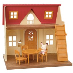 Sylvanian families-casuta cu acoperis rosu si figurina iepuras