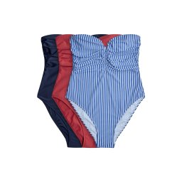 The Set Costum de baie întreg albastru / bleumarin / sângeriu / alb