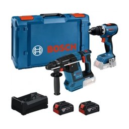 Bosch - GSR 18V-65 + GBH 18V-26 - Masina de gaurit si insurubat, 63 Nm + Rotopercutor SDS-Plus, 2.6 J + Set 2 acumulatori si incarcator, Li-Ion, 18 V, 5 Ah + Valiza speciala
