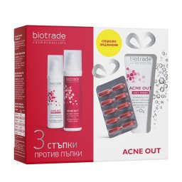 Biotrade Acne Out Set cosmetic 60 ml loțiune + 60 ml cremă hidratantă + 50 ml gel + blister supliment alimentar