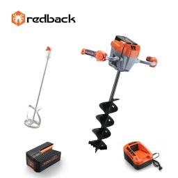Pachet foreza pamant si mixer Redback 40V cu burghiu 150 mm si paleta 120 mm