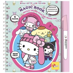 Carte de colorat cu apa reutilizabila Hello Kitty si prietenii, cu carioca