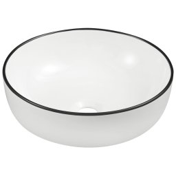 Chiuveta ceramica rotunda pe blat Kerra KR-98 alb/negru