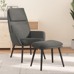 Scaun de relaxare cu taburet, gri deschis, material textil GartenMobel Dekor