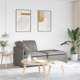 Canapea modulara cu taburet si perne, textil, gri taupe GartenMobel Dekor