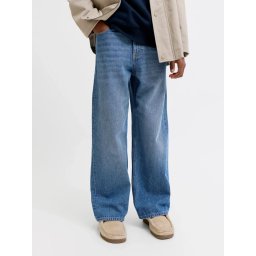Jack & Jones Blugi baieti, DAVE, cu talie inalta si croiala Baggy Fit, Albastru inchis (SELECTATI MARIMEA: 158 cm)