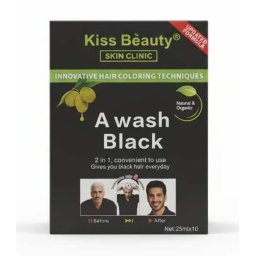 Kiss Beauty Sampon colorant de culoare neagra cu ulei de masline 25 ml x 10 buc Black