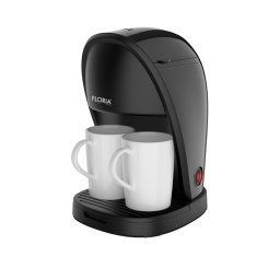 Aparat de cafea floria zln9297 - compact 450w cu filtru nailon, 2 cani incluse, design negru