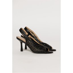 Sandale negre cu design modern impletit