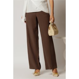 Pantaloni dama maro cu croi lejer si snur in talie