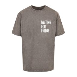 Mister Tee Tricou 'Waiting For Friday' gri denim / alb