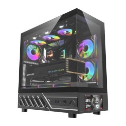 Carcasa Carcasa pentru computer DarkFlash DS950V cu afisaj (negru) + 6 ventilatoare