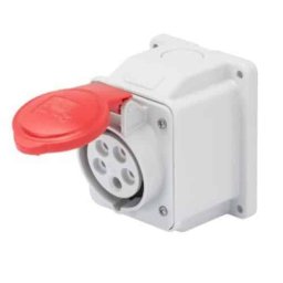 Priză fixă industrială, IP44, 16A 400V 3P+N+T 6h, Gewiss, roșu / GW62409