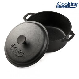 Semioala din fonta pura cu capac, 26.4x11cm, capacitate 5L HEINNER / DCN49296