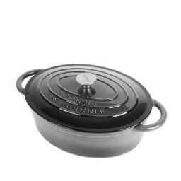 Cratita ovala din fonta emailata cu capac, 37x29x15cm, capacitate 9l Marble Gray / DCN60800