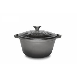 Cratita din fonta emailata cu capac, 24x11.5cm, capacitate 4l Marble Gray / DCN58631