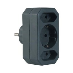 Adaptor triplu 1xSchucko+2xEuro, 16A, 250V negru Strohm / SM-A-GA01012B
